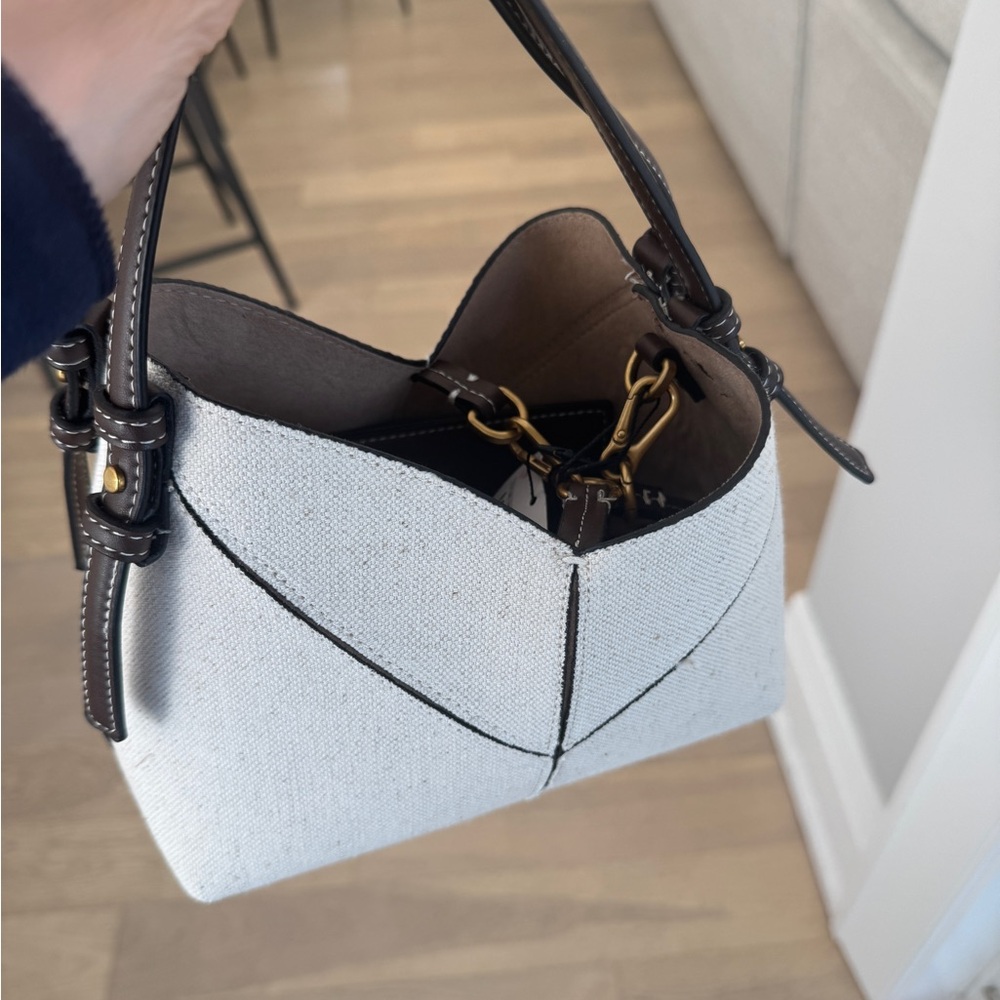 Zara White and Brown Shoulder Bag